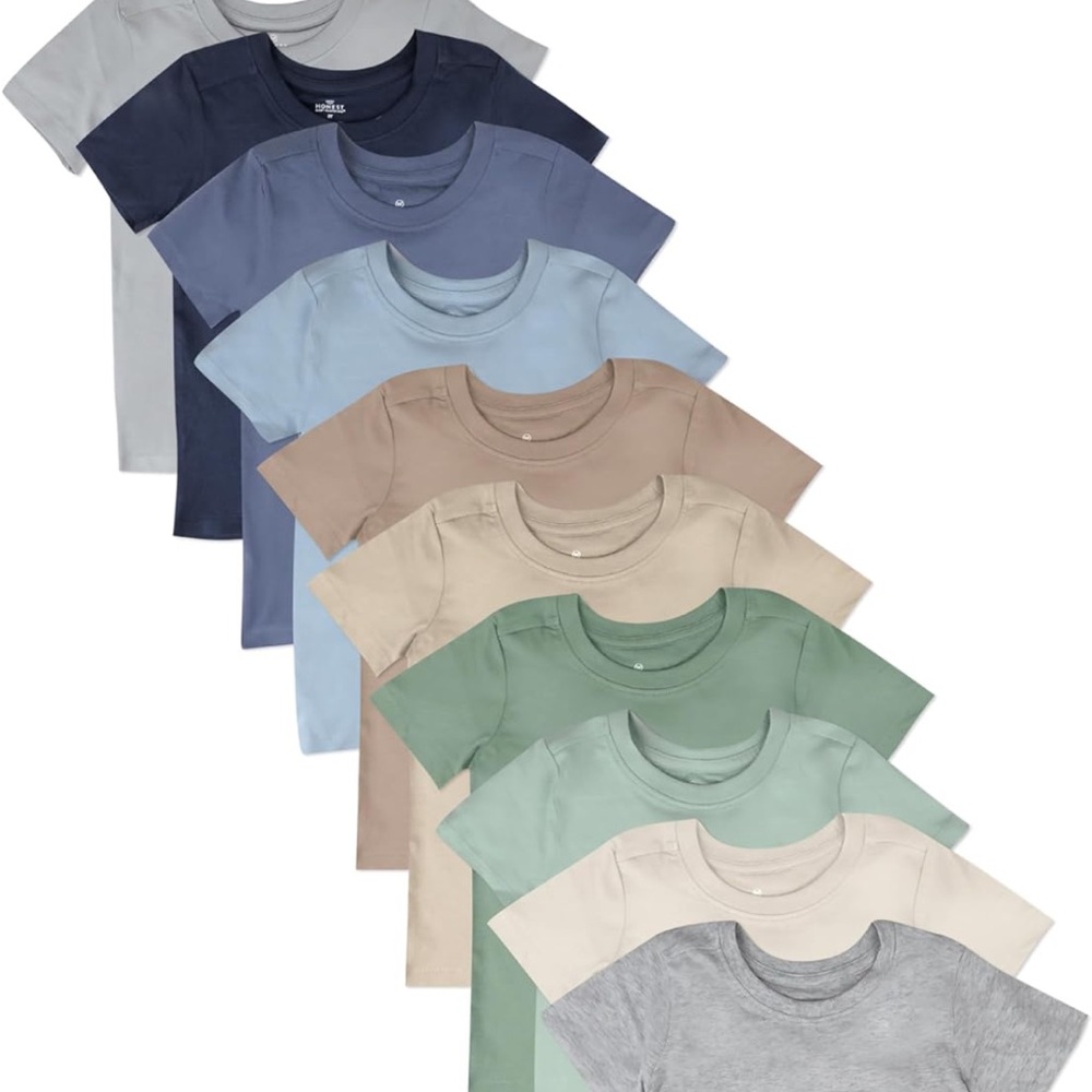 HonestBaby 10-Pack Short Sleeve T-shirts 100% Organic Cotton